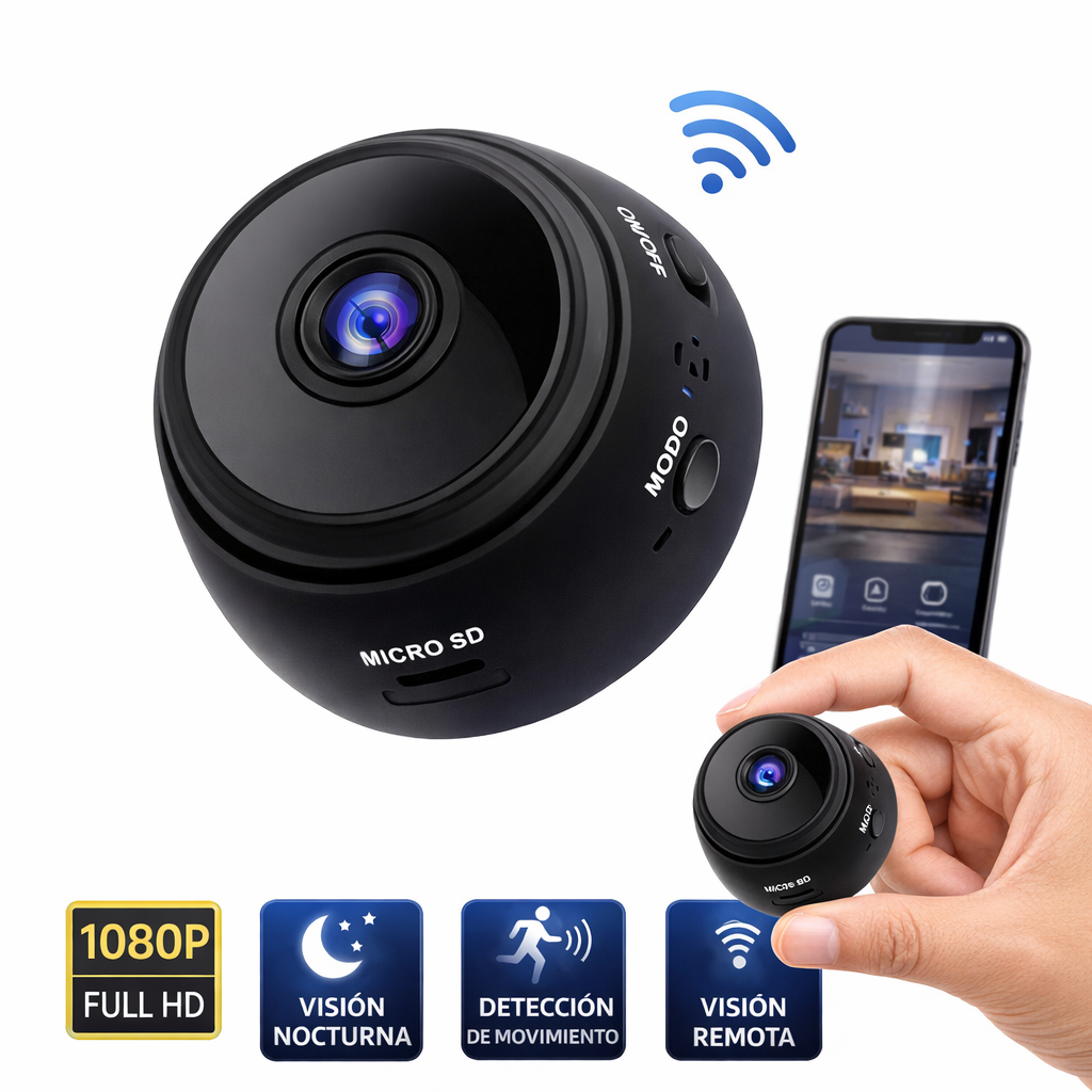 Mini Cámara WiFi HD 1080P | Vigilancia Inteligente con Visión Nocturna y Detección de Movimiento